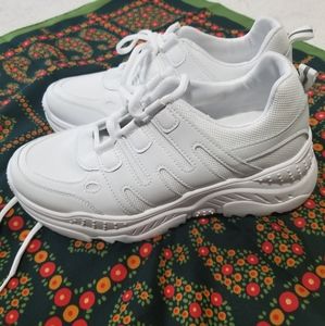 Chunky bright white sneakers